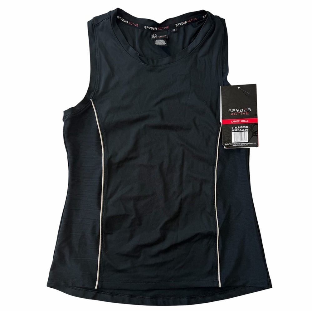 ✅ NWT Spyder Black Women's Athletic Tank with Contrast Piping size S